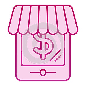 Tablet web shop flat icon. Online shopping pink icons in trendy flat style. Online store gradient style design, designed