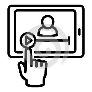 Tablet webinar icon, outline style