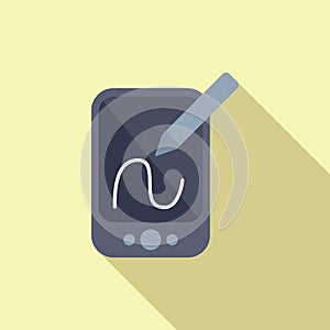 Tablet writing notes icon flat vector. Coping skills