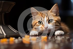 Tabletop escapade transformed cat finds amusement with a tiny gerbil