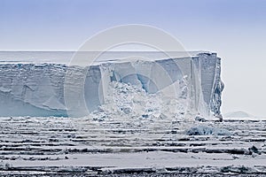 Tabletop iceberg floats in Weddel Sea