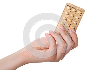 Tablets (Birth Control Pills) in the hand