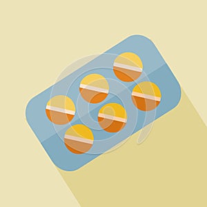 Pills in blisters, medicines illustration in flat style.