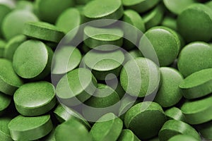 Tablets of Chlorella - green algae