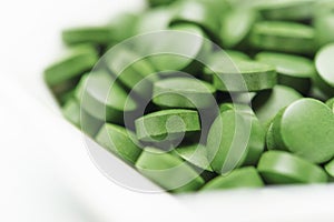 Tablets of Chlorella - green algae