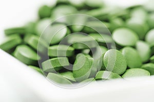 Tablets of Chlorella - green algae