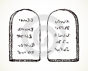 Tablets with 10 commandments. Vector drawing photo