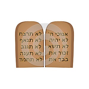 Tablets of the Covenant. 10 commandments of the Bible. Torah Moshe. Tablets of Moses in Hebrew. Jewish holiday Shavuot.