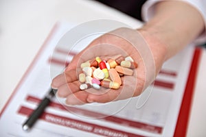 Tablets in doctor hand