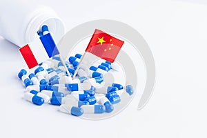 Tablets with flag of china and france. Import of tablets to China.