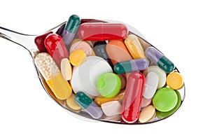 Tablets and medicines on spoon