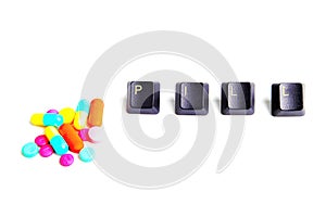 Tablets pills capsule with word