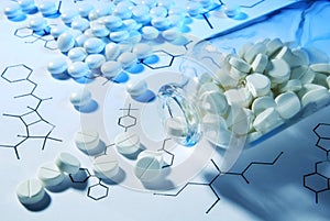 Tablets and structural formulas photo