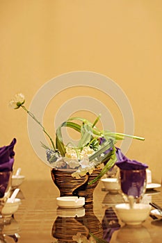 Tableware and decorations on the table