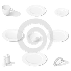 Tableware isometric icon set
