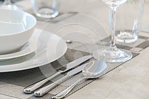 Tableware and napkins on a table
