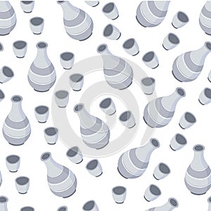 Tableware seamless pattern, pitcher and cup for drinks