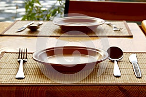 Tableware served for mealtime photo