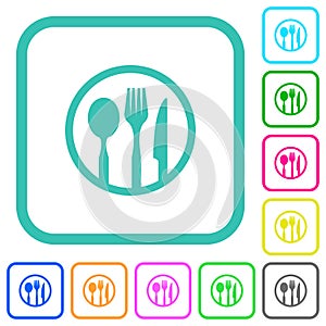 Tableware set outline vivid colored flat icons