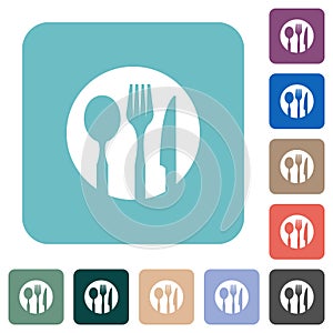 Tableware set solid rounded square flat icons
