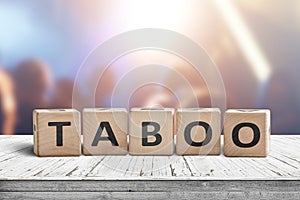 Taboo sign on a table in a night club