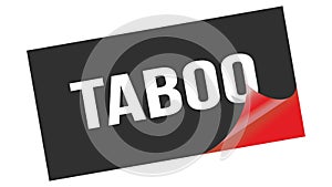 TABOO text on black red sticker stamp