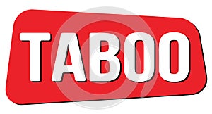 TABOO text on red trapeze stamp sign