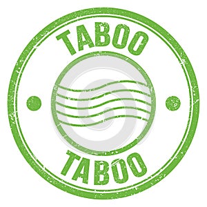 TABOO text written on green round postal stamp sign