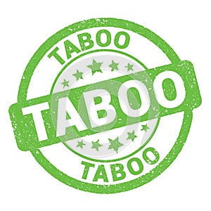 TABOO text written on green stamp sign