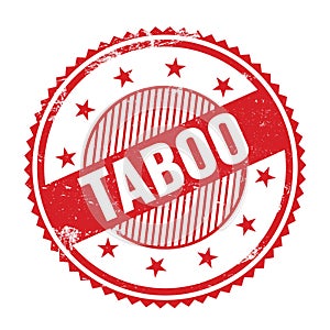 TABOO text written on red grungy round stamp