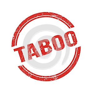 TABOO text written on red grungy round stamp