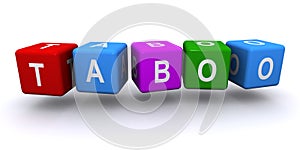 Taboo word block on white