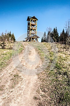Tabor hill in Javorniky mountains in Slovakia with view tower