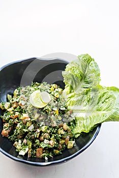 Tabouleh traditional lebanese middle eastern salad bowl meze sta