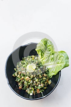 Tabouleh traditional lebanese middle eastern salad bowl meze sta