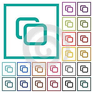 Tabs flat color icons with quadrant frames