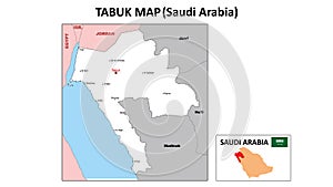 Tabuk map. Political map of Tabuk. Tabuk Map of Saudi Arabia with white color