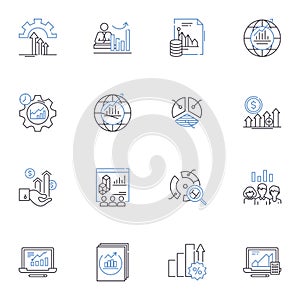 Tabulating line icons collection. Calculation, Tallying, Counting, Enumeration, Computing, Summing, Reckoning vector and