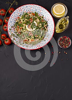 Tabule - oriental salad,copy space. photo