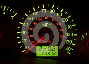 Close up of the tachometer