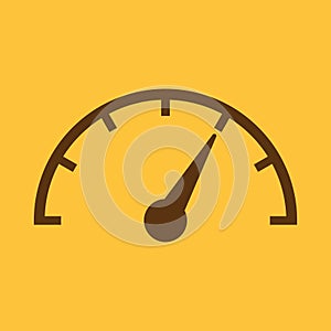 The tachometer, speedometer and indicator icon. Performance measurement symbol. Flat