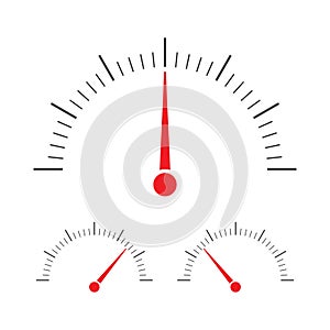 Tachometer, speedometer and indicator icon.