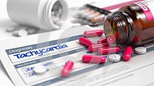 Tachycardia - Phrase in Anamnesis. 3D.