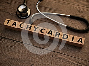 Tachycardia, text words typography written with wooden letter, health and medical