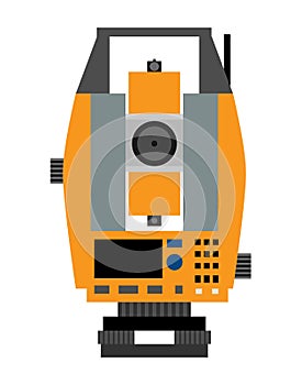Tachymeter. Device for measuring angles and distances apparatus. Vector illustration