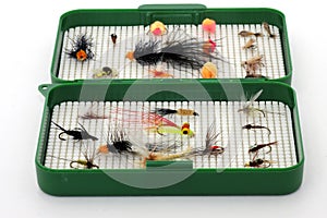 Tackle box for fly fishing