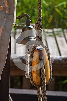 Tackle and the ship bell on a ship