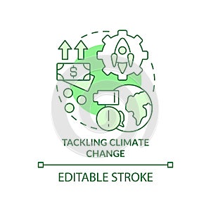 Tackling climate change green concept icon