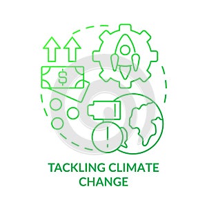 Tackling climate change green gradient concept icon