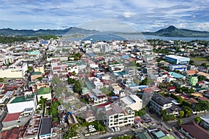 Tacloban City, Leyte, Philippines - Aerial of downtown Tacloban and the San Juanico Strait photo